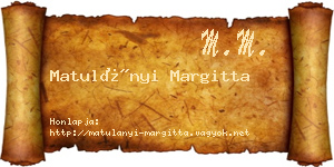 Matulányi Margitta névjegykártya